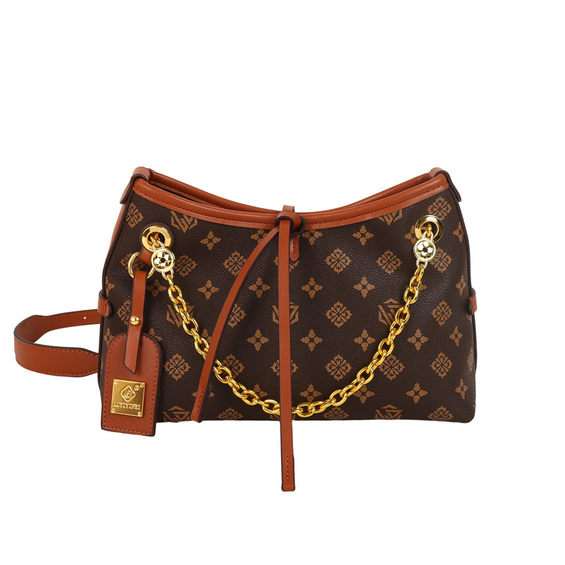 New women's printed tote bag, fashionable retro shoulder bag, large-capacity crossbody bag, luxury handbag, high-quality luxurious bucket bag and