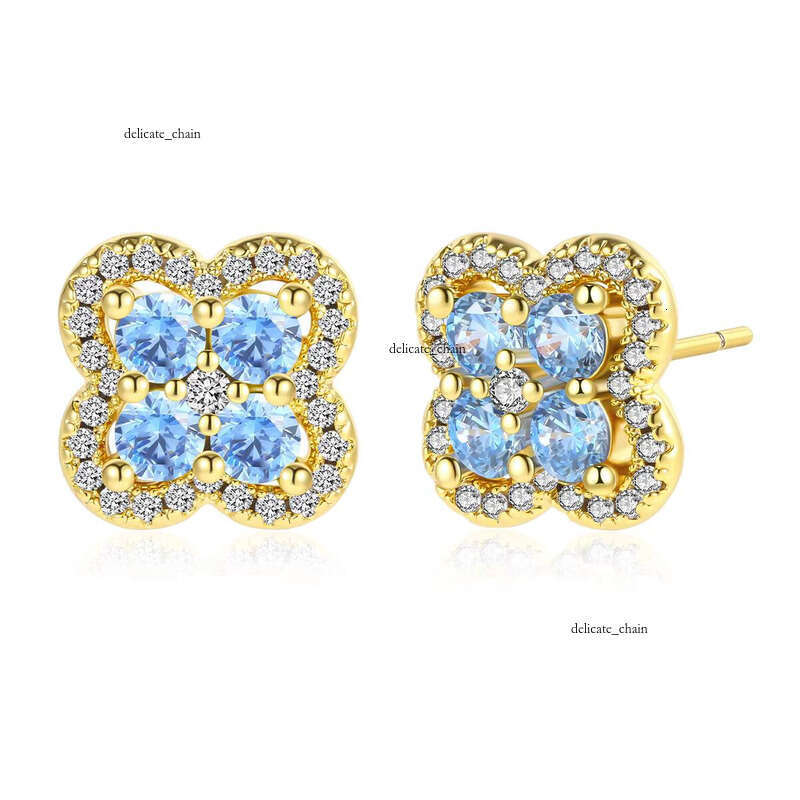 Wholesale Custom Four-Leaf Clover Jewelry VVS Moissanite Classic Women's Stud Earrings