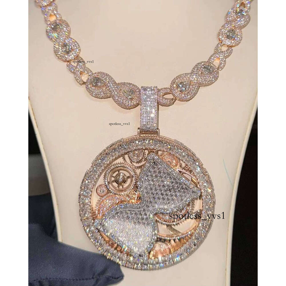 Iced Out Hip Hop VVS Men's Fine Jewelry Sterling Silver 18K Gold Plated 3D Moissanite Pendant