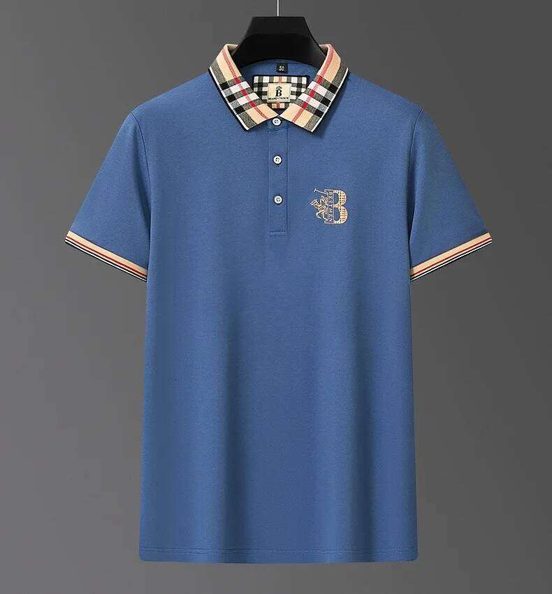 High end brand fashion letter short sleeve POLO shirt men summer new trend printed collar casual T-shirt breathable top