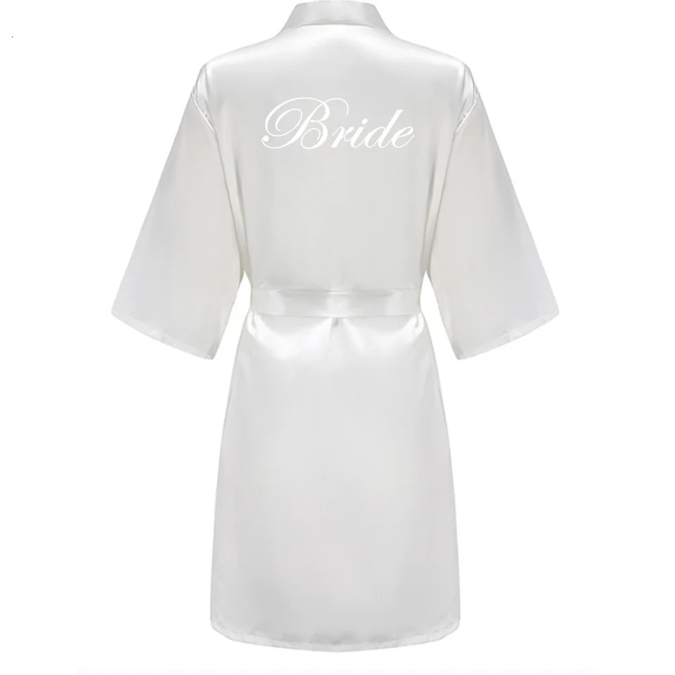 Grass Green Womens White Letter Bride Bridesmaid Short Satin Robes for Wedding Party Getting Ready 251231