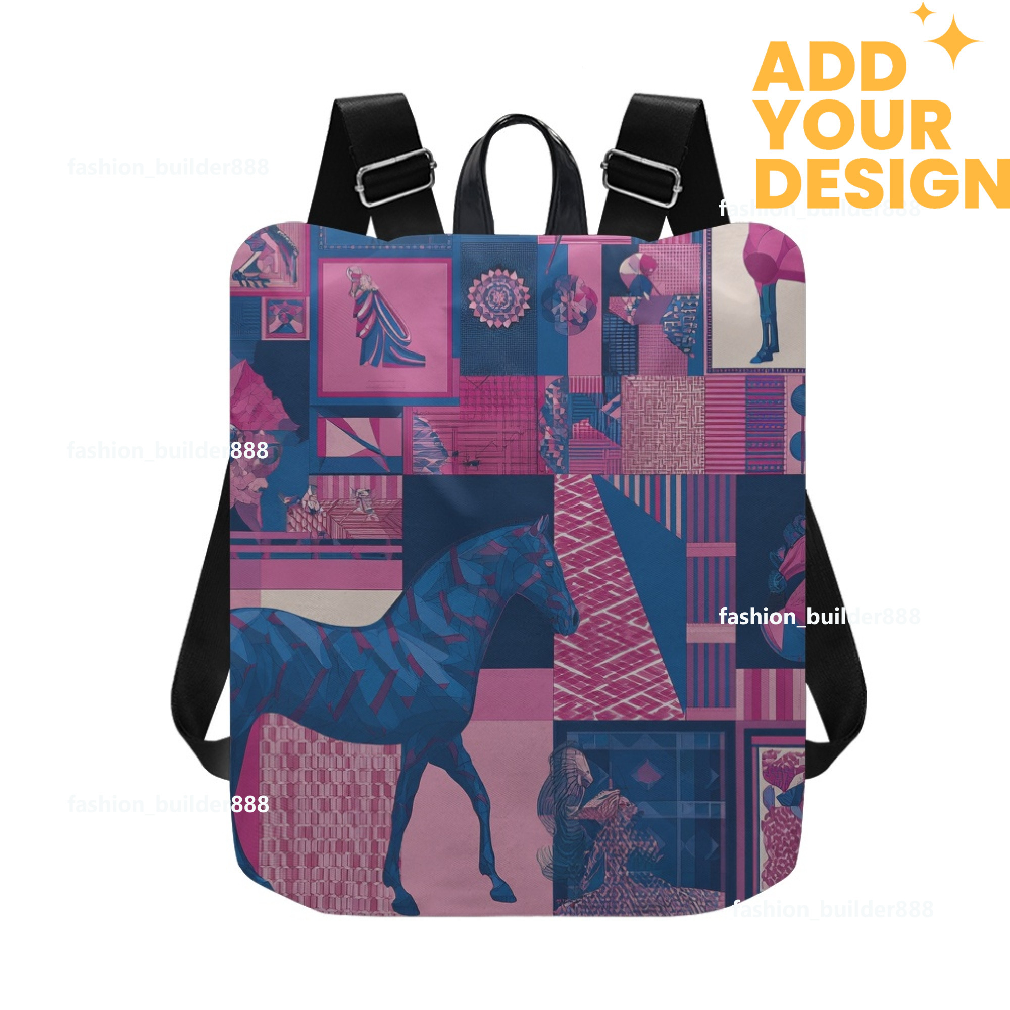 Custom H Designer Fashion Anti Theft Backpack Luxury Horse Pattern Unisex Full Print Backpack Laptop Bag Travel Bag H47