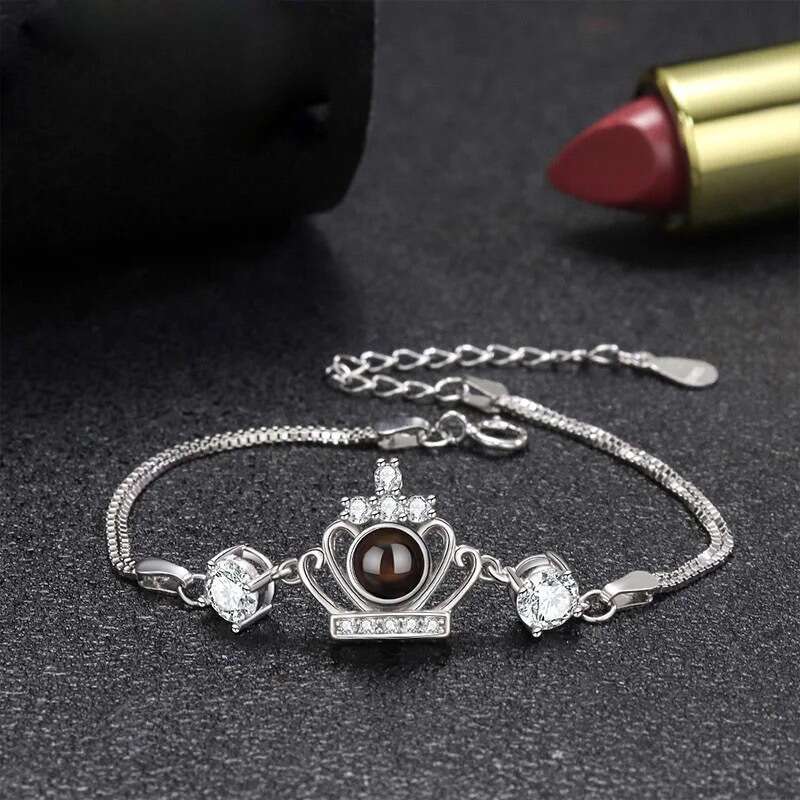 S925 Silver Projection Bracelet for Women100 Languages I Love You Custom Photo Text Creative Simple Elegant Jewelry