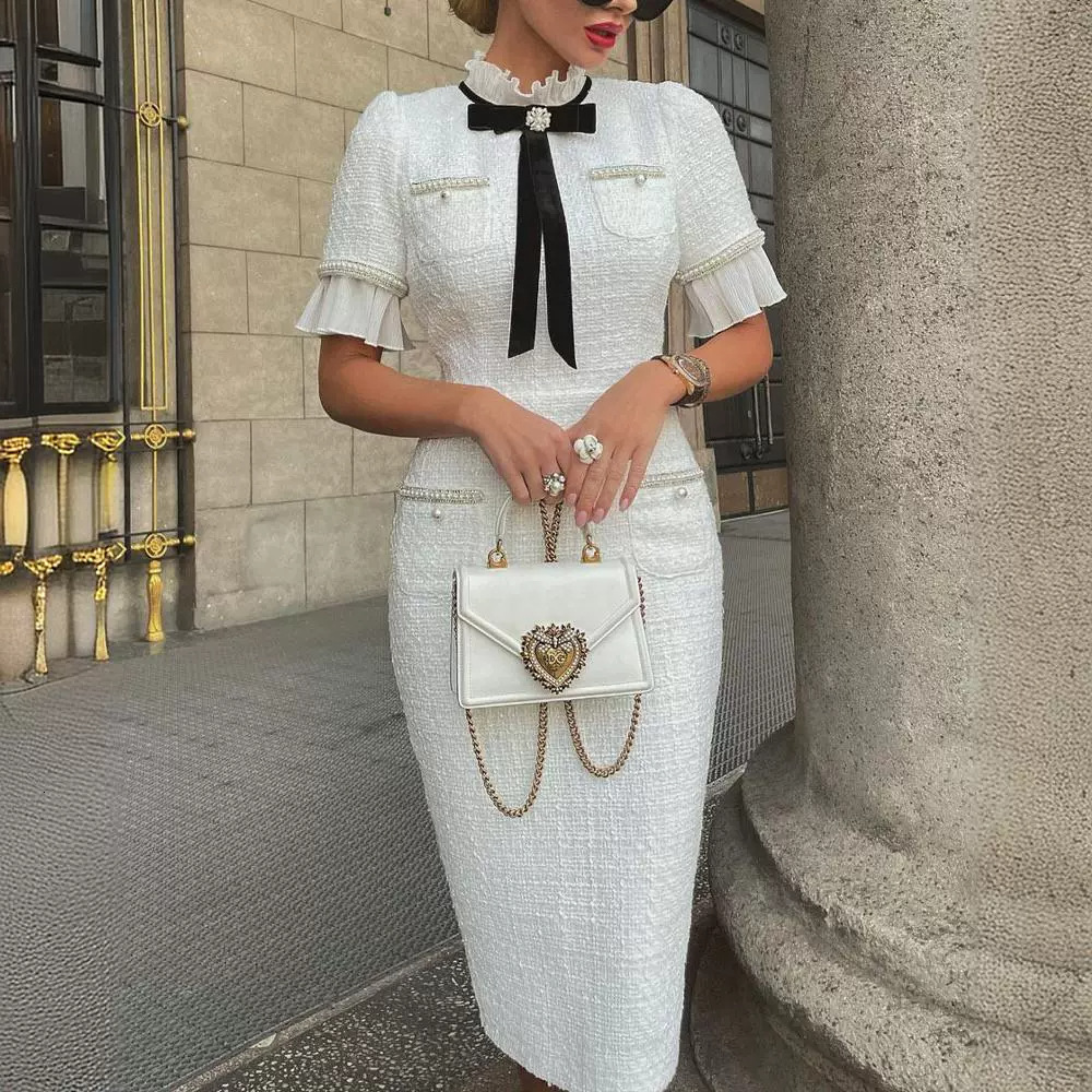 2026 New Style Hot City Sexy Women's Dress - European And American Fashionally Simple Twill Small Flower Style Tight-fitting Women's Dress