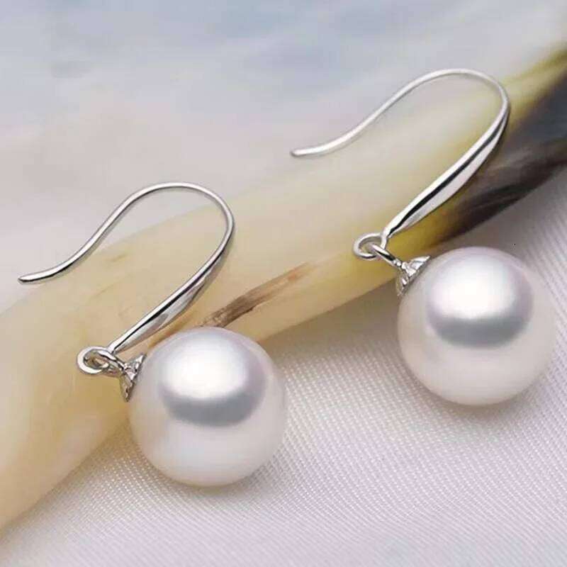 Real 925 Sterling Silver Round Shell Pearls Stud Earrings for Women Light Luxury Fine Jewelry Minimalist Trendy Accessories