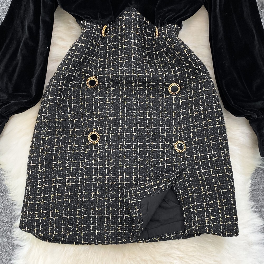 Plus-size Women's Clothing 2026 New Style Women's Dress. Fat Sisters' Slimming Imitation Two-piece Dress. Sexy Black Cocktail Dress. Fa