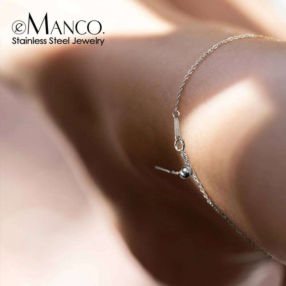 eManco Adjustable Layered Anklets Stainless Steel Simple Barefoot Crochet Sandals For Women Silver Color Fashion Foot Jewelry
