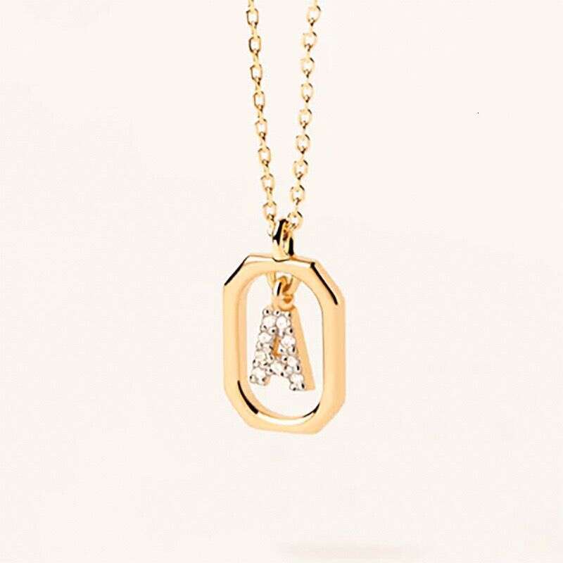 Spanish PD Trendy Hot-Selling 18k gold English Letter Micro-Inlaid Zircon Pendant Gold-Plated Popular Necklace