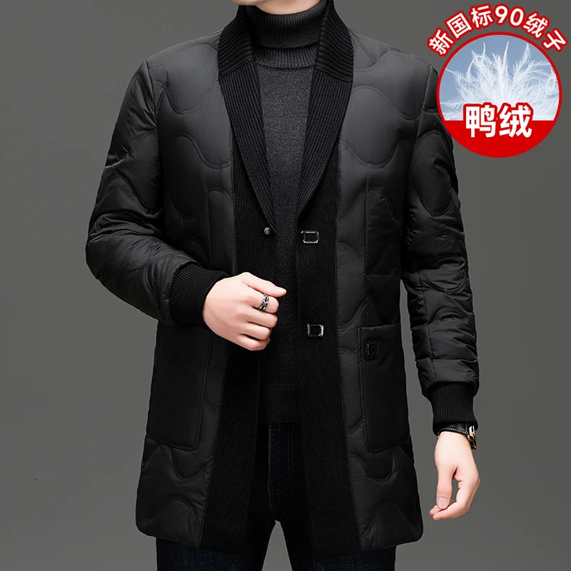 Highquality suit down jacket for men midlength business casual collar winter warm and highend style coat 251225