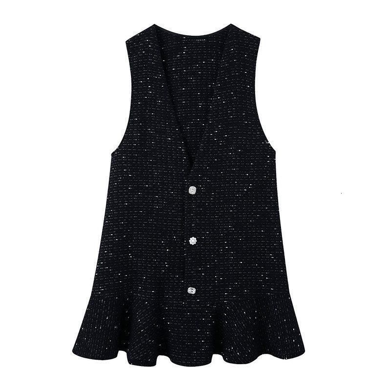 Luxurious Fashion Style Sleeveless Dress For Autumn 2026 With Unique V-neck And A-line Silhouette Black Loose Ruffled Dress Trendy And Fashionable