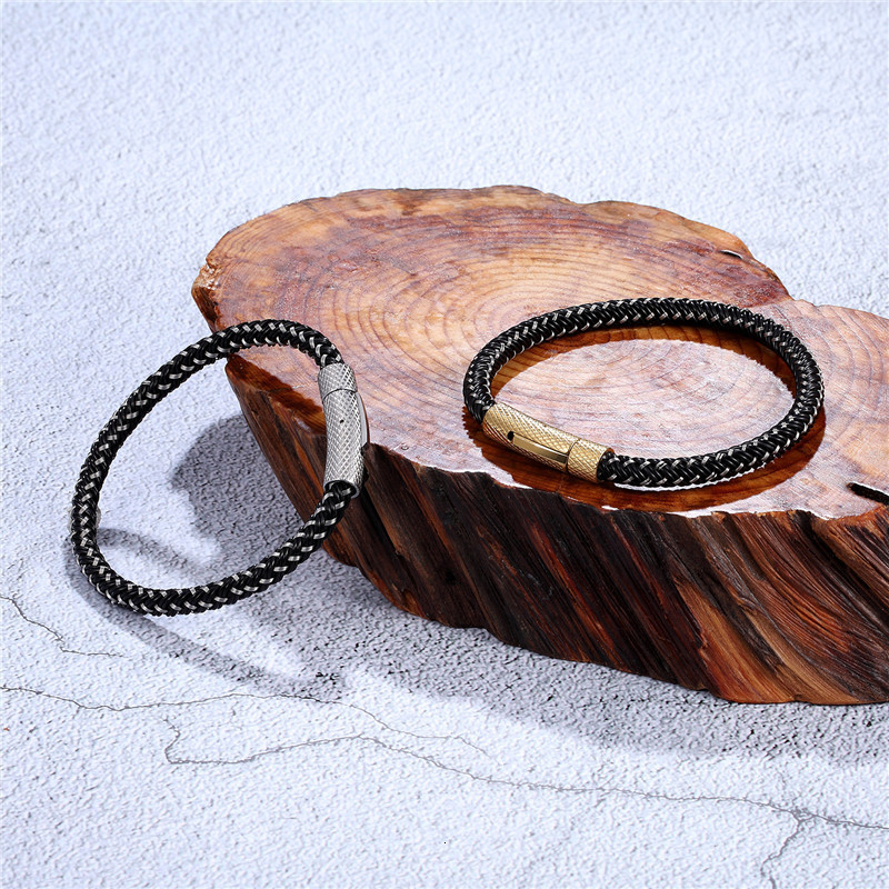 Chanfar 6mm Fashion Real Leather Stingray Bracelet Men Strap Stainless Steel Charm Bracelet Bangle Women Jewelry Wholesale241224