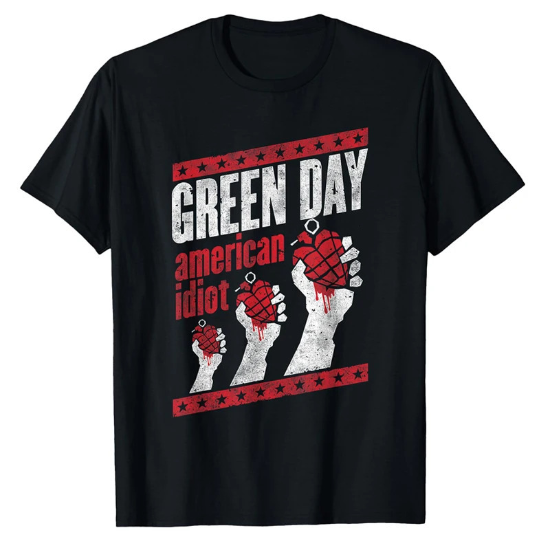 Green Day T-shirt Classic Rock Music Band T-shirt Oversized Short sleeved Punk Street Style Men and Women Tops 251231