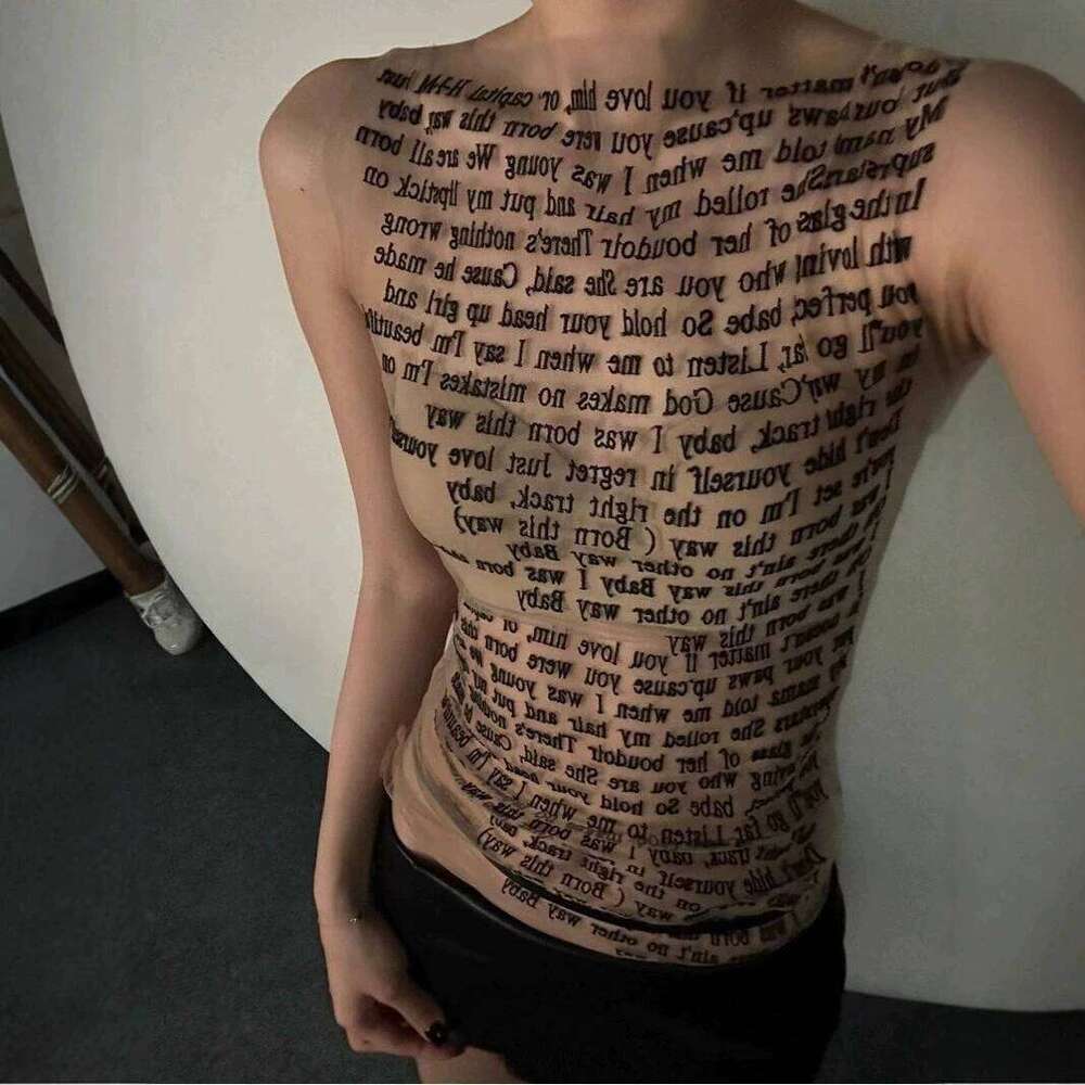 Fashion Trendy Round Collar Sleeveless Tank Mesh Sexy Article Print Slim Casual Top Women Hipster Wear