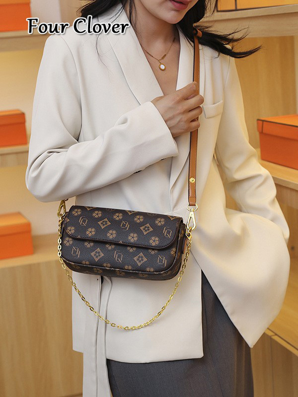 New luxury handbag, European and American fashion crossbody bag, printed retro small square bag, women's shoulder crossbody bag, chain handle und