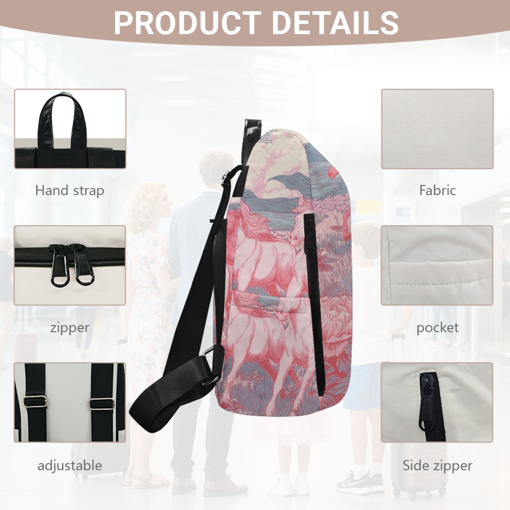 Custom H Designer Fashion Anti Theft Backpack Luxury Horse Pattern Unisex Full Print Backpack Laptop Bag Travel Bag H48