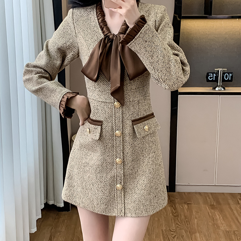 High-end Design High-end Socialite Tea Break Style Figure-hugging Dress A Feminine French-style Elegant Women's Dress In 2026 Autumn Style