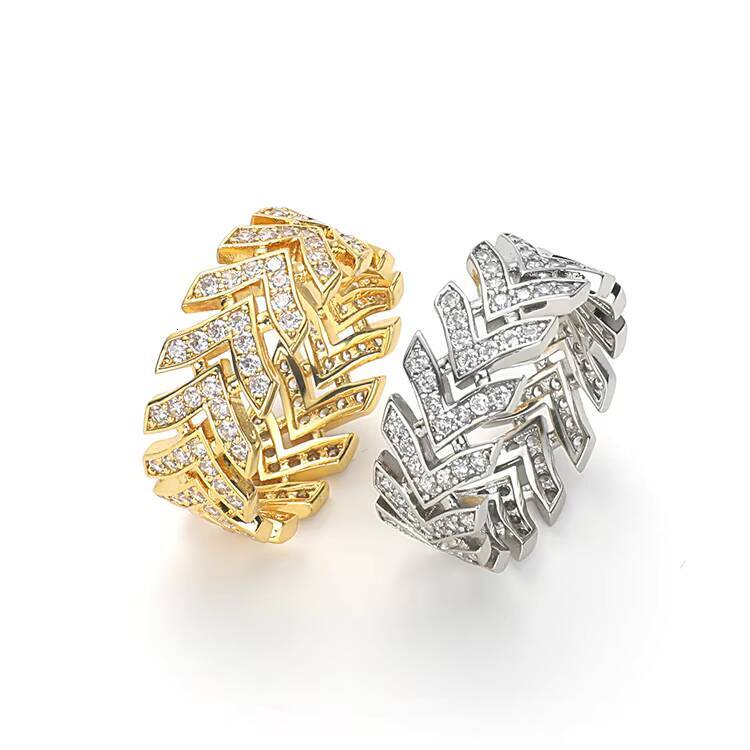 JWY High Quality 18K Gold Plated Brass Zircon Cuban Hip Hop Trendy Geometric Link Rings Princess Cut Number Copper