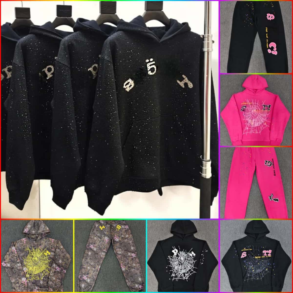 designer spider Slack and loose luxury men women hoodie pink purple Young Thug tracksuit web jacket Sweatshirt High quality sp5derhoodies US 67D