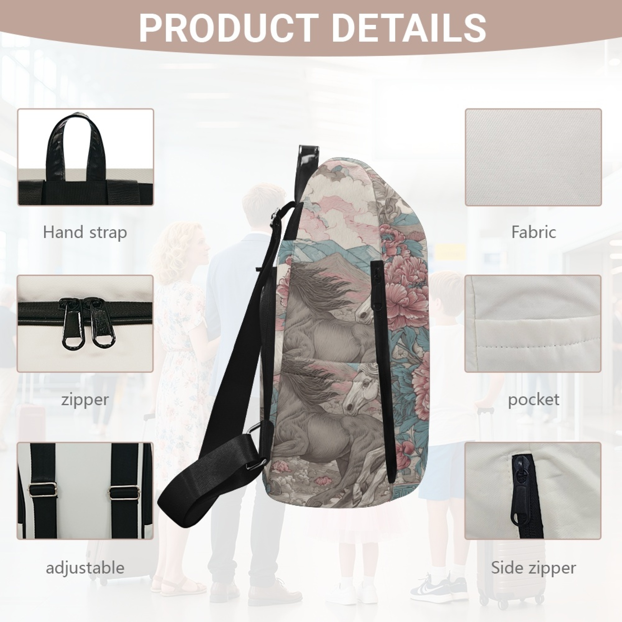 Custom H Designer Fashion Anti Theft Backpack Luxury Horse Pattern Unisex Full Print Backpack Laptop Bag Travel Bag H49