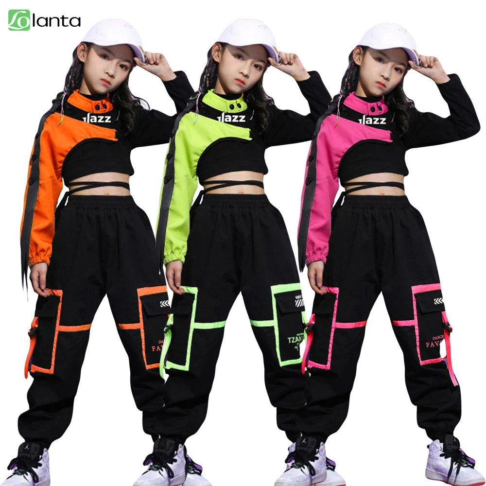 LOLANTA Girls Hip Hop Dance Clothes 3PCS Crop Top Cargo Pants Sets Active Outfits 4-16Years 251231