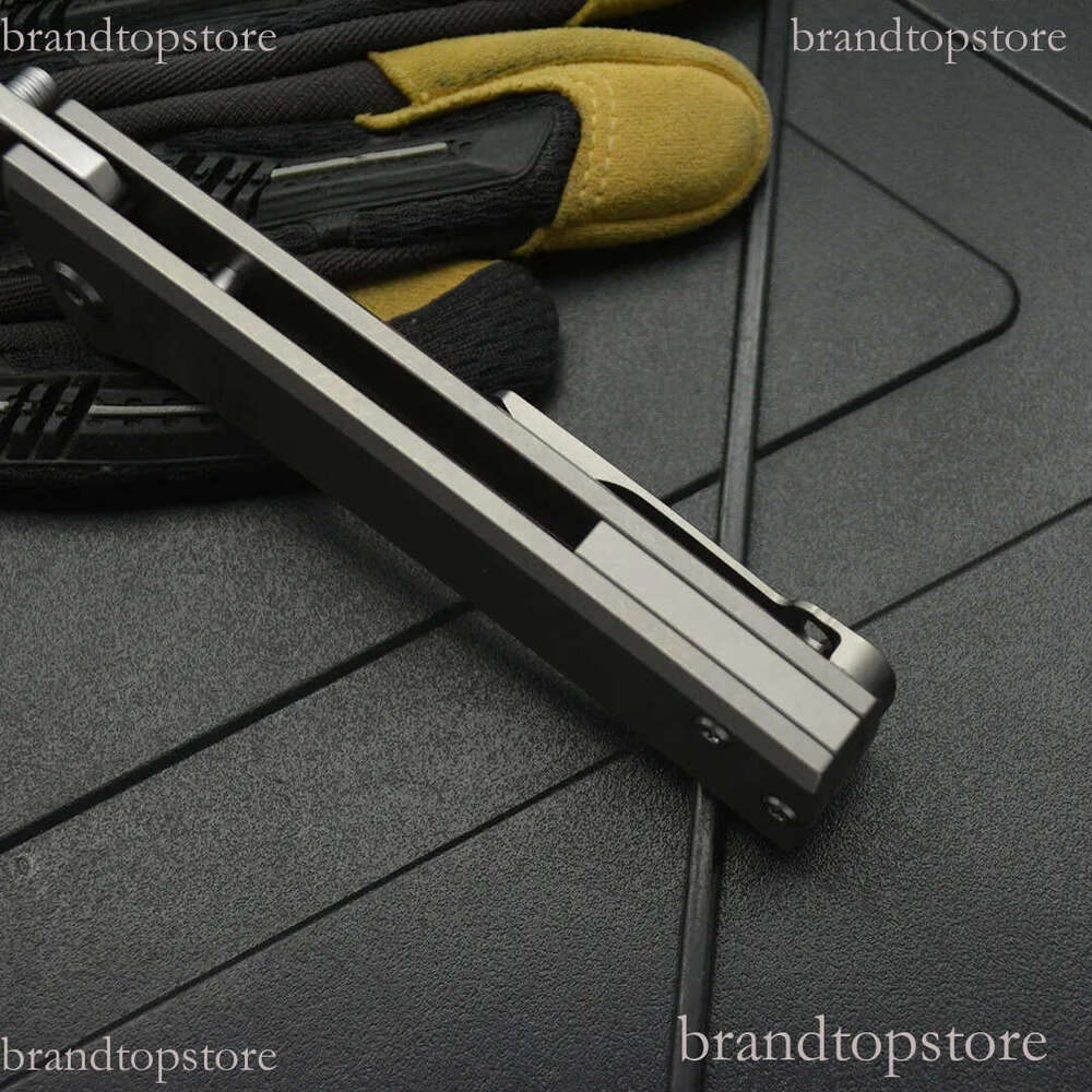 2Models Edition Chaves Folding Knife 3.23 M390 Satin Clip Point Blade, Titanium Handles