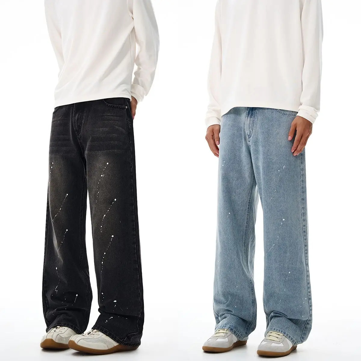 Mens Plus Size Fashionable Spring And Autumn Washed Straight Leg Jeans Retro Versatile Loose Wornout Casual Pants 251226