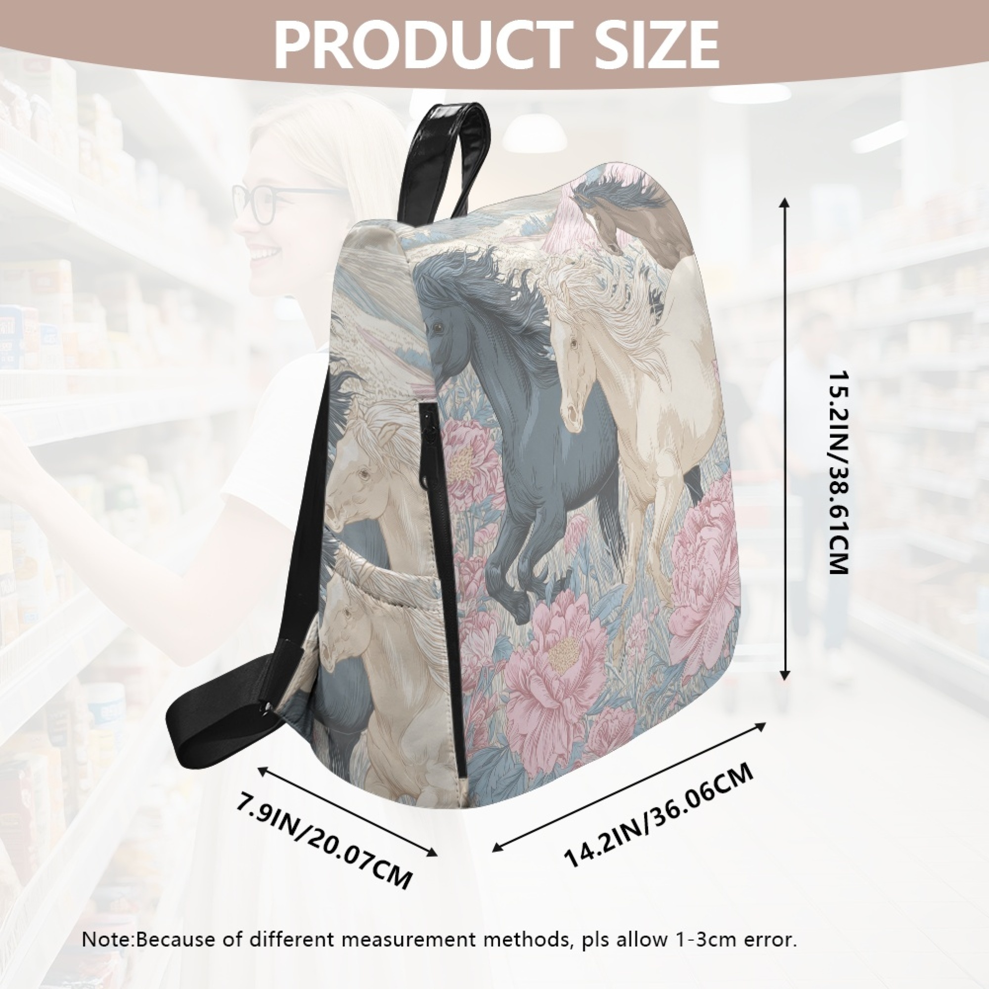 Custom H Designer Fashion Anti Theft Backpack Luxury Horse Pattern Unisex Full Print Backpack Laptop Bag Travel Bag H46