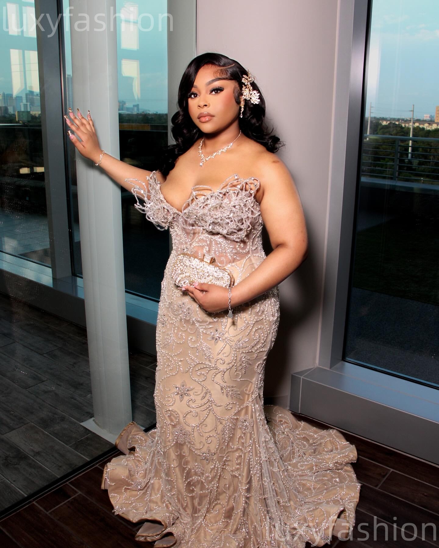 2026 Aso Ebi Champagne Mermaid Prom Dresses Illusion Beaded Sequined Illusion Evening Formal Party Second Birthday Engagement Gowns Dress For Special 