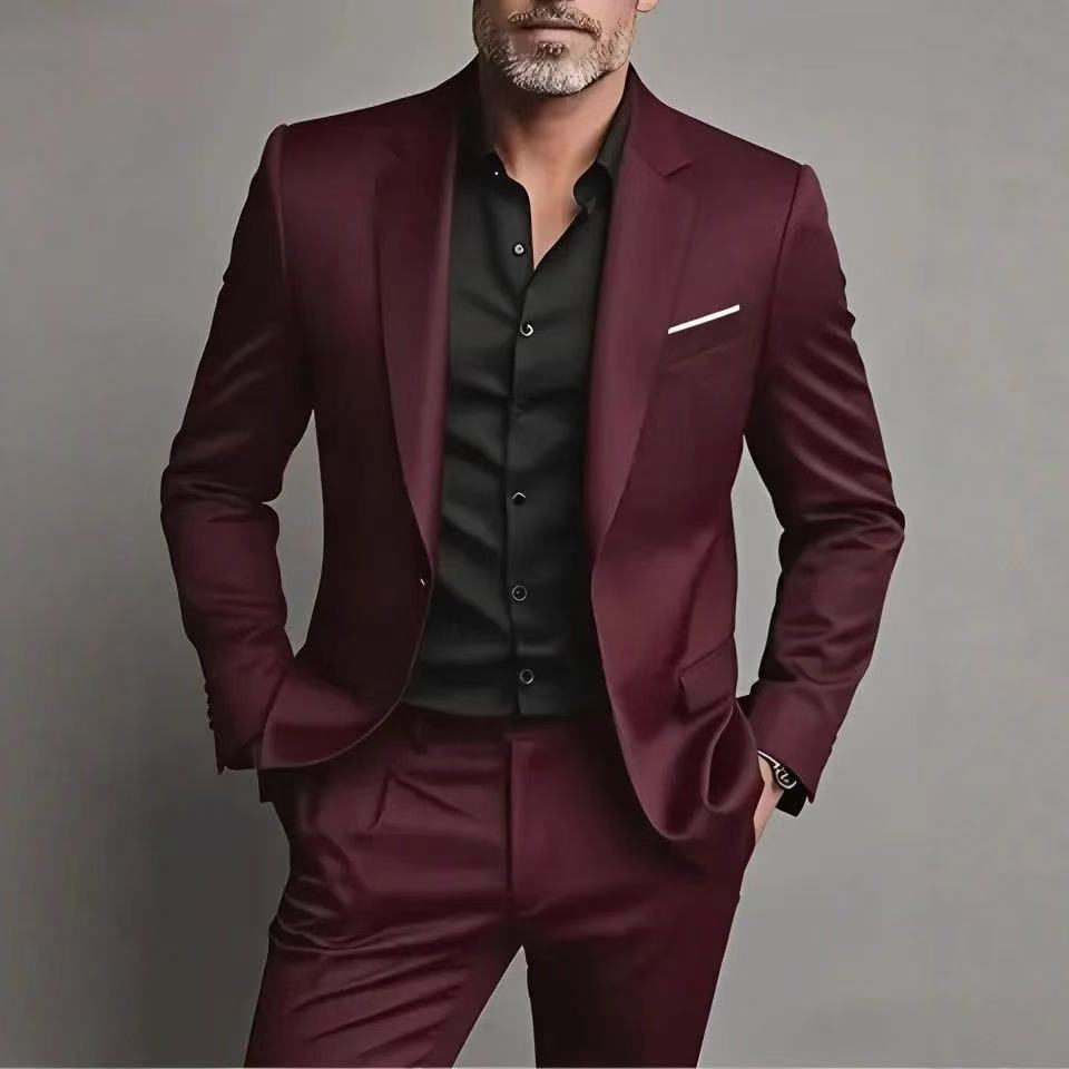 T2842 Business Casual Korean Style Slim Fit Men's Suit Jacket (Single Jacket)