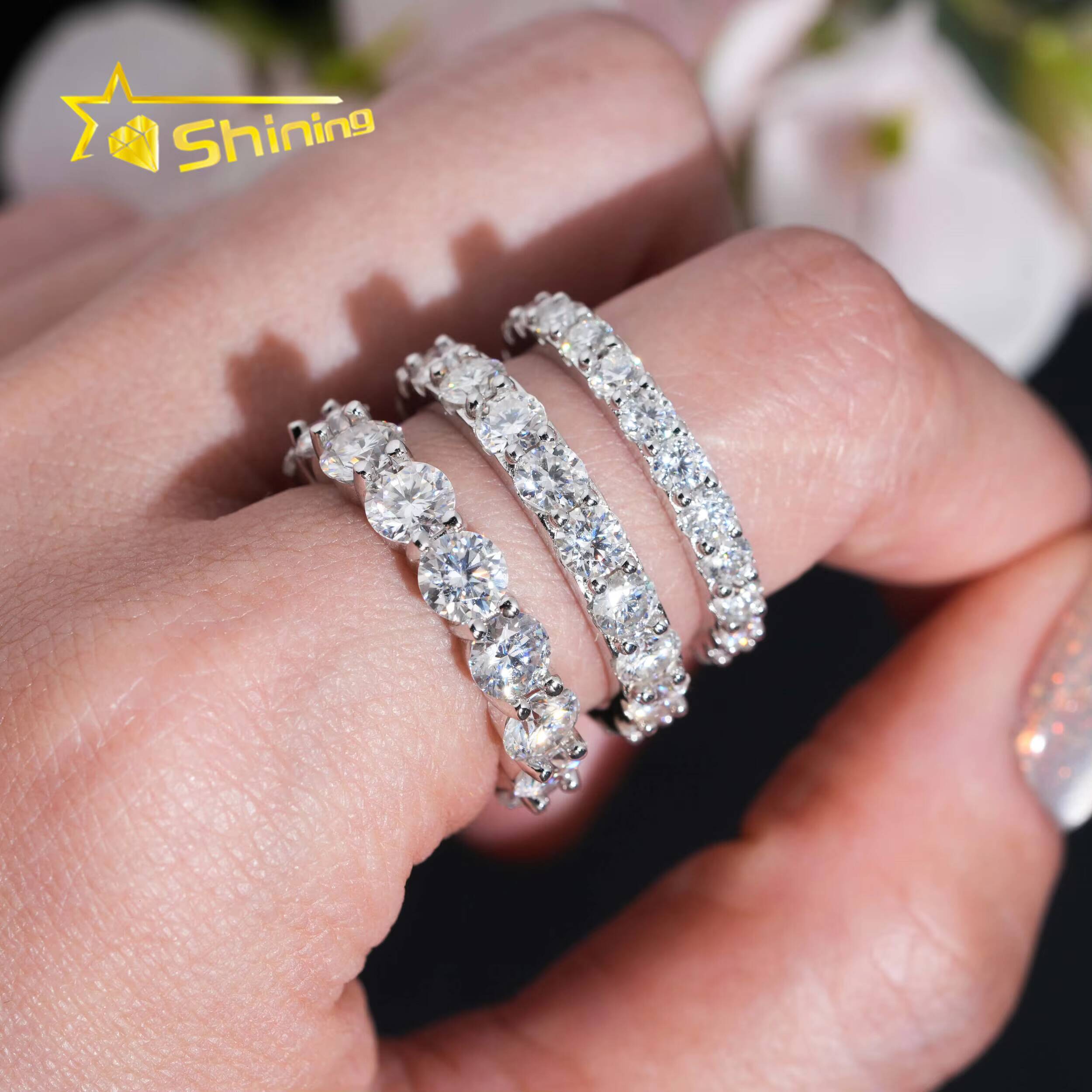 Hot Sale Colors Moissanite Ring 925 Sterling Silver Gold Plated 3mm 4mm 5mm Moissanite Band Rings