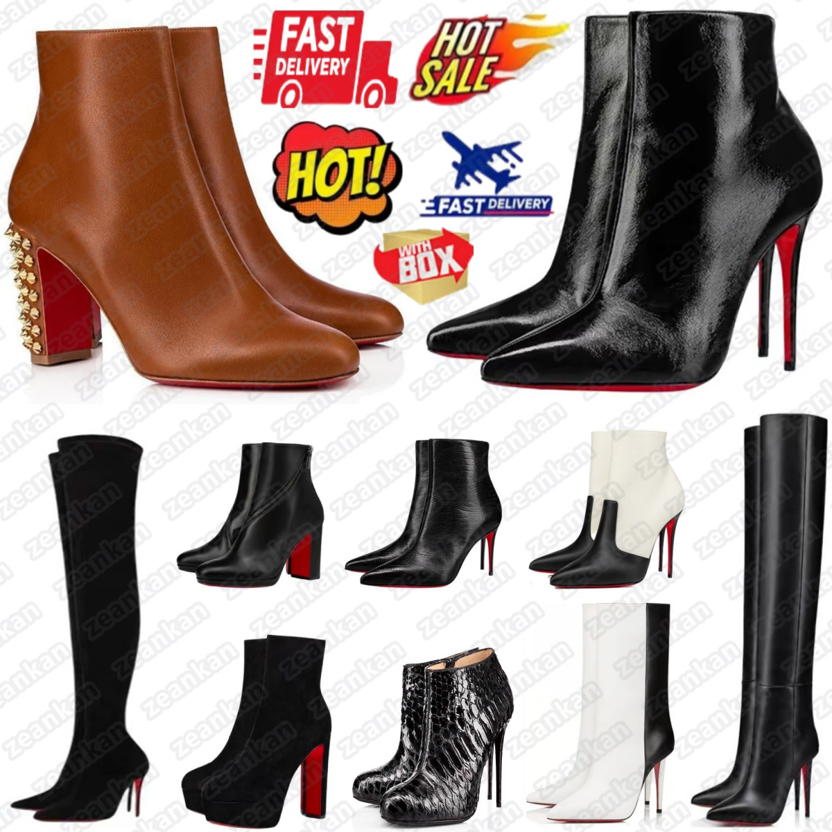 bottomshoe Designer Red Boots Boot bottomboot Trendy Womens Women Reds Short Booties Black Platform Leather Ankle Brown Beige white high knee long #7r6h#