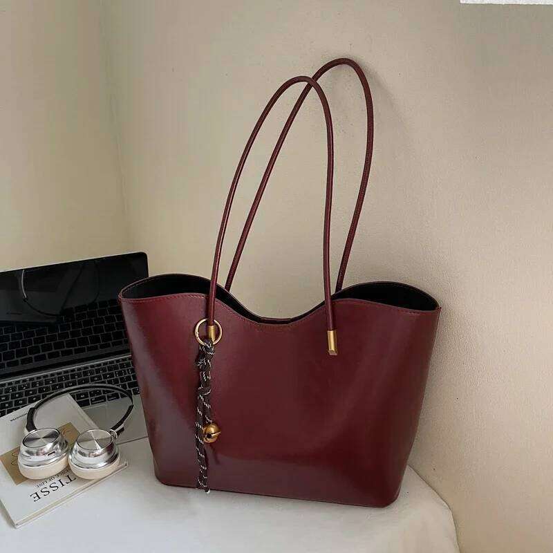 Large Capacity PU Hasp Tote 2026 Fashion Versatile Commuting Women's Shoulder Bags High Quality Sewing Thread