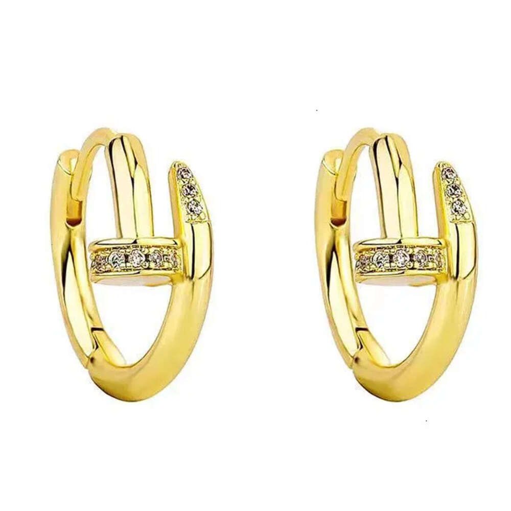 Nail Shape Earrings for Women: Rose Gold Plated with Micro Inlaid Round Crystals, American Style Fashion Jewelry for Daily Wear, Party & Special Occas