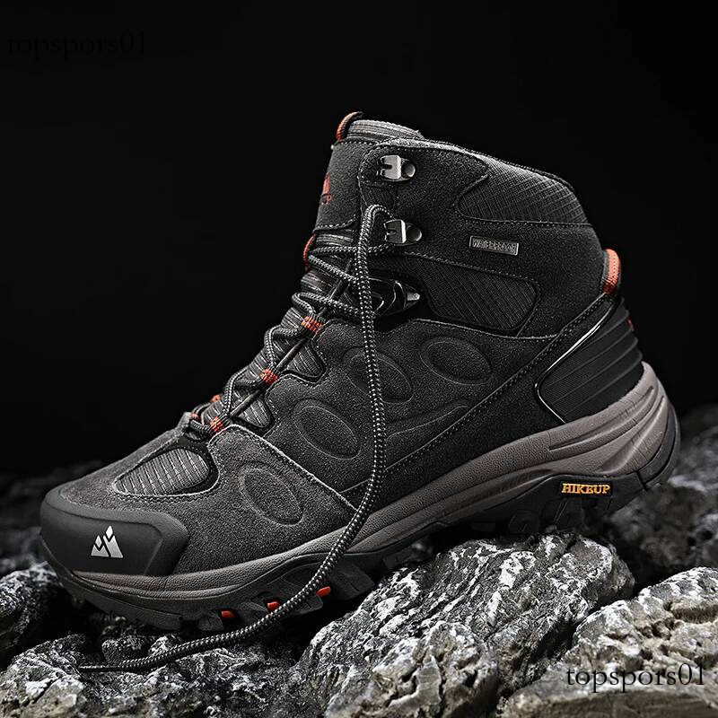 HIKEUP High-Top Men Hiking Boot Winter Shoes Lace-Up Non-slip Outdoor Sports Casual Trekking Boots Man Waterproof Suede