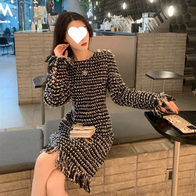 2026 New Urban Sexy Fragrance Style Dress With French Waist-slimming Design Long Sleeves Elegant And Light Luxurious Twill Spring/autumn Model