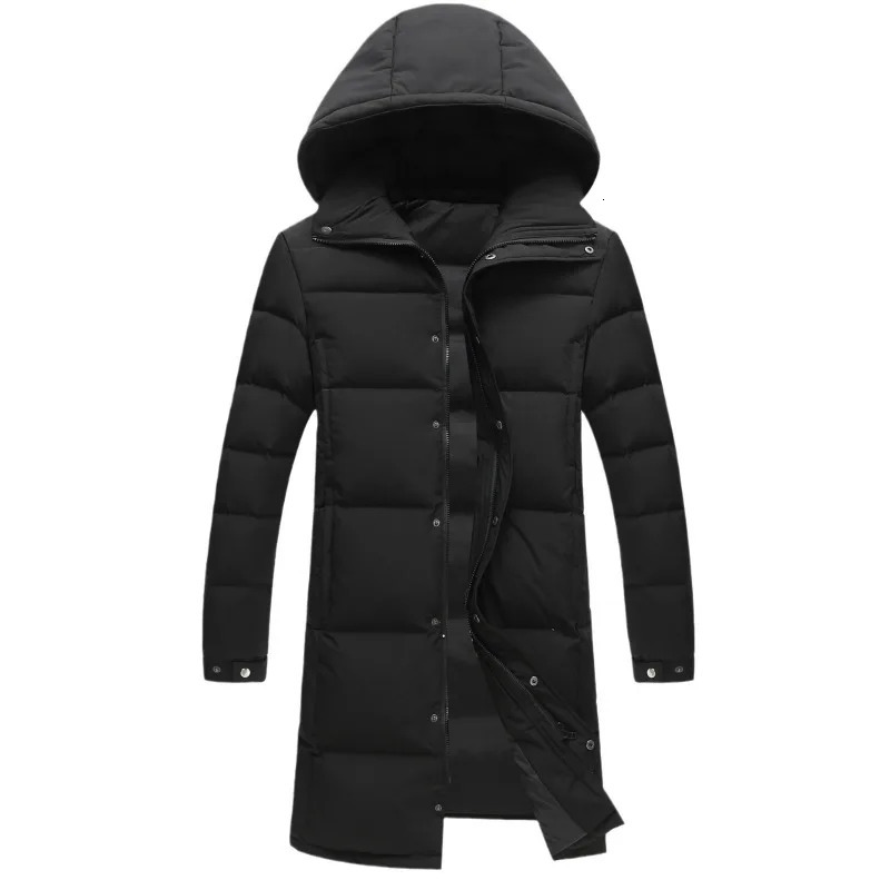 Winter Men Black Long Duck Down Coats Hooded Casual Jackets Quality Male Outdoor Windproof Warm Clothing 251225