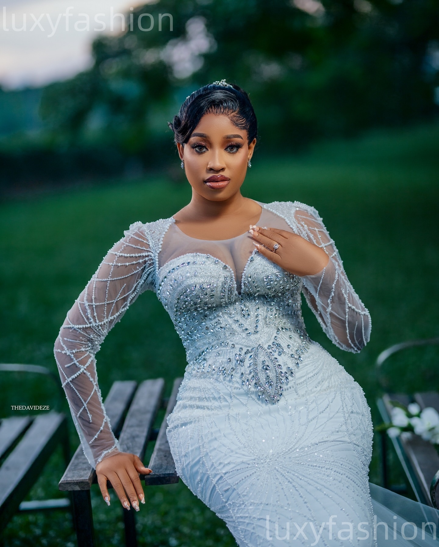 2026 Arabic Aso Ebi Plus Size Ivory Wedding Dress Beaded Crystals Sheer Neck Full Sleeves Sequined Bridal Gowns Dresses ZJ060