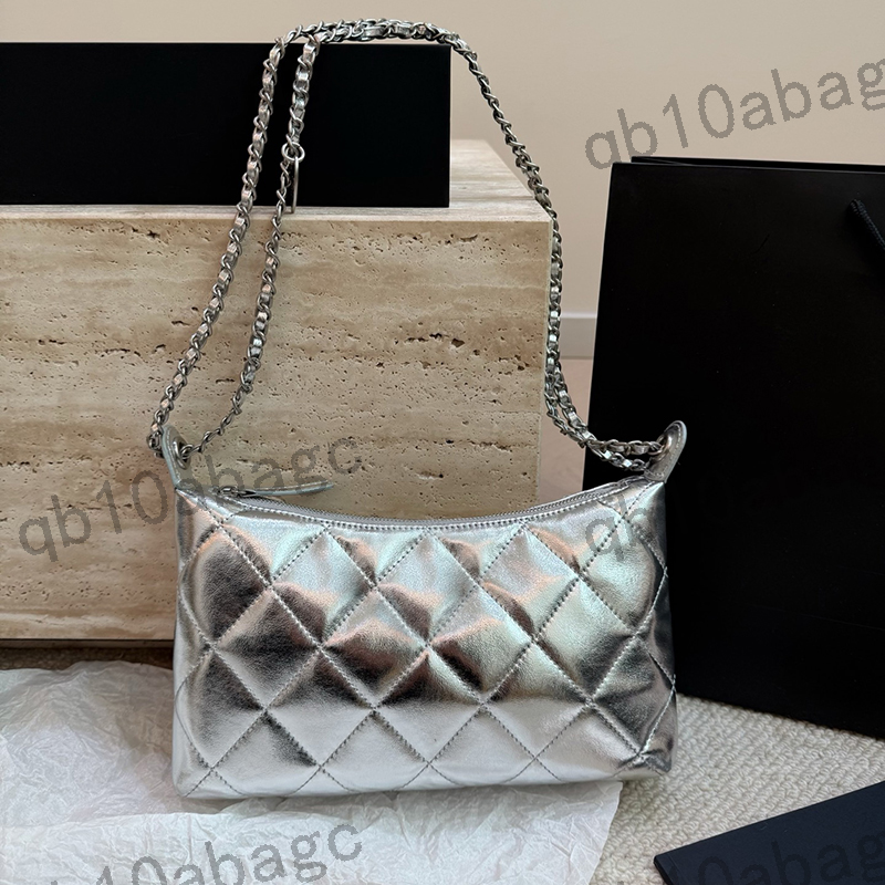25a Designer Ladys Shoulder Bag Hobo Small Square Bags Genuine Leather Checkered Pattern Gold Metal Coins Charming Matelasse Chain Luxury Handbag Crossbody 20cm