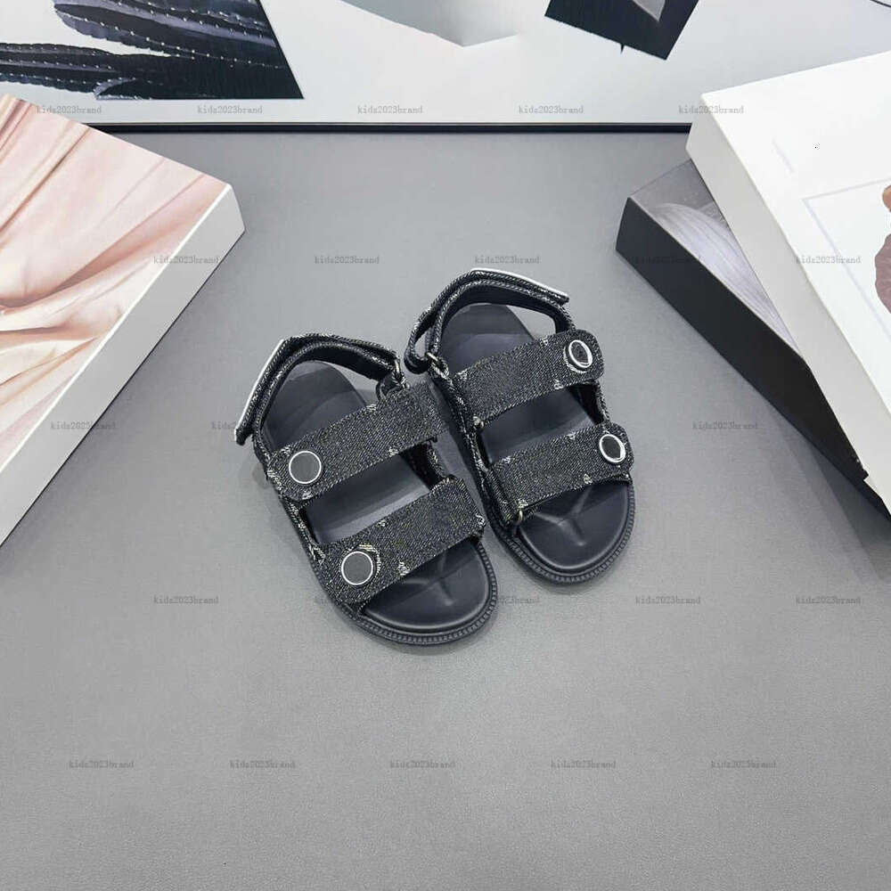 New baby Sandals Denim material kids shoes size 26-35 Including paper boxes summer High quality Child Slippers A293X08N065-a