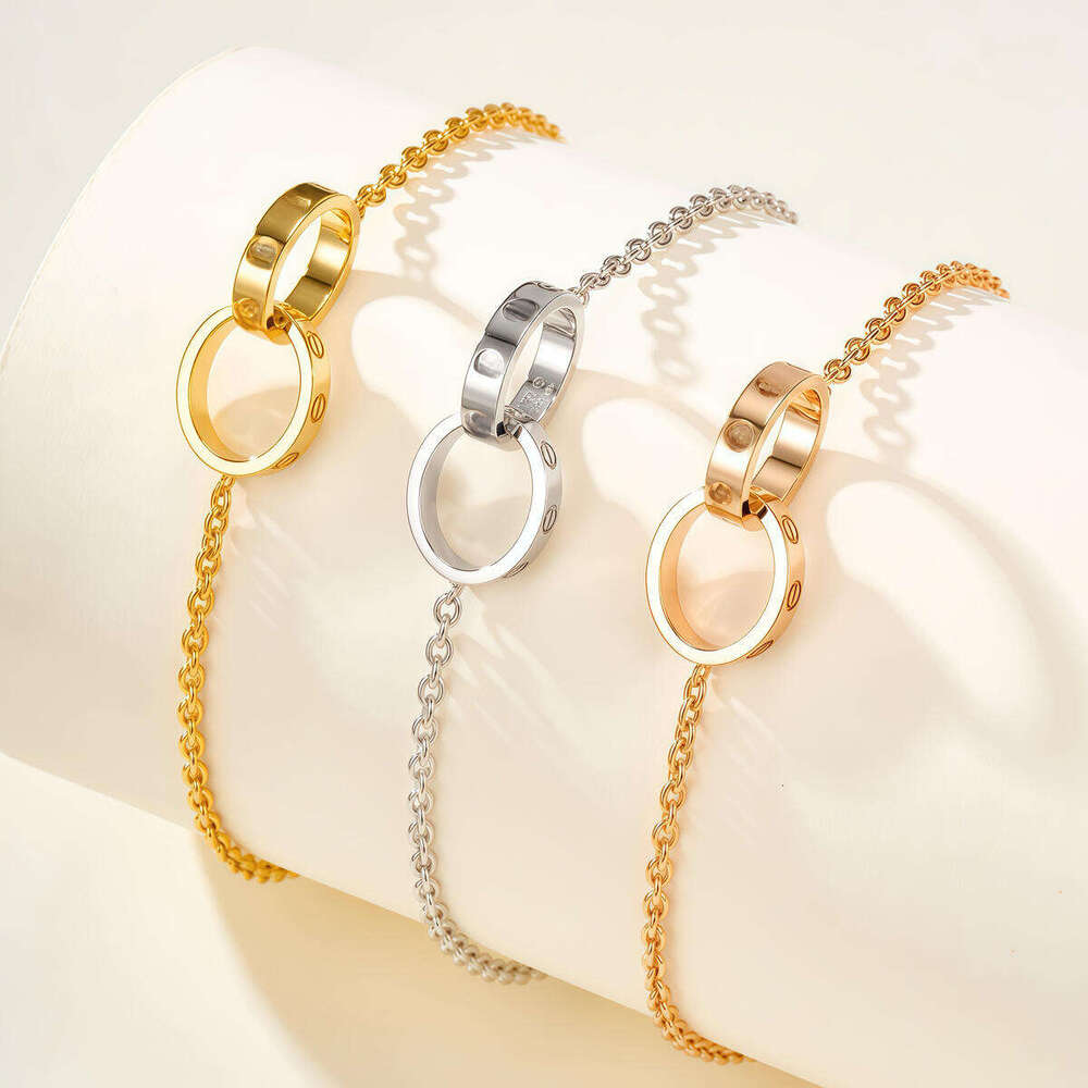 High-quality designer interlock round bracelet 316L stainless steel 18k gold-plated women's bracelet fashion jewelry