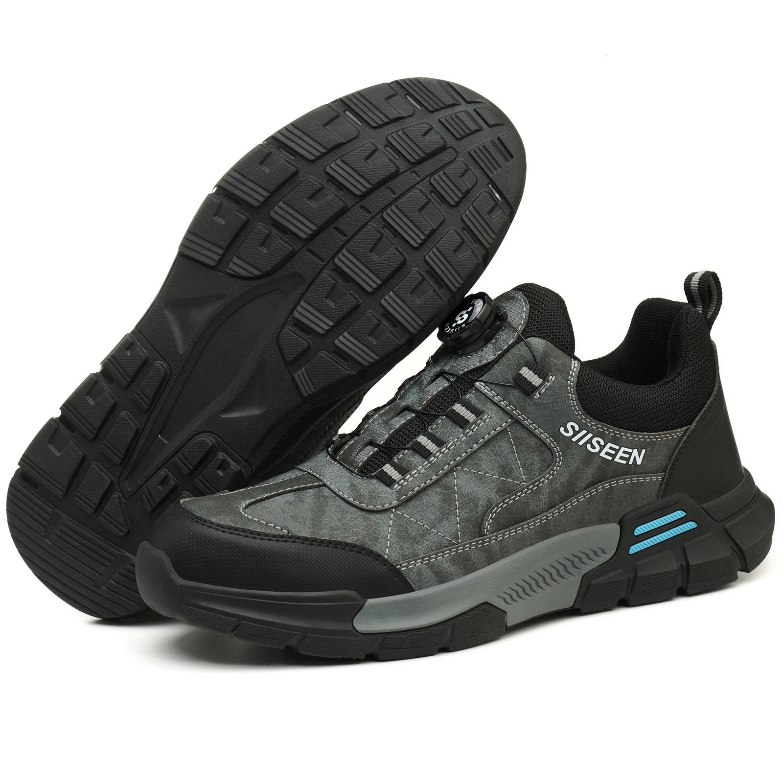 Mens Industrial Safety Shoes Steel Toe Anti-Puncture Fashionable Button Detail Anti-Slip Sole Comfort Work Boots 251226