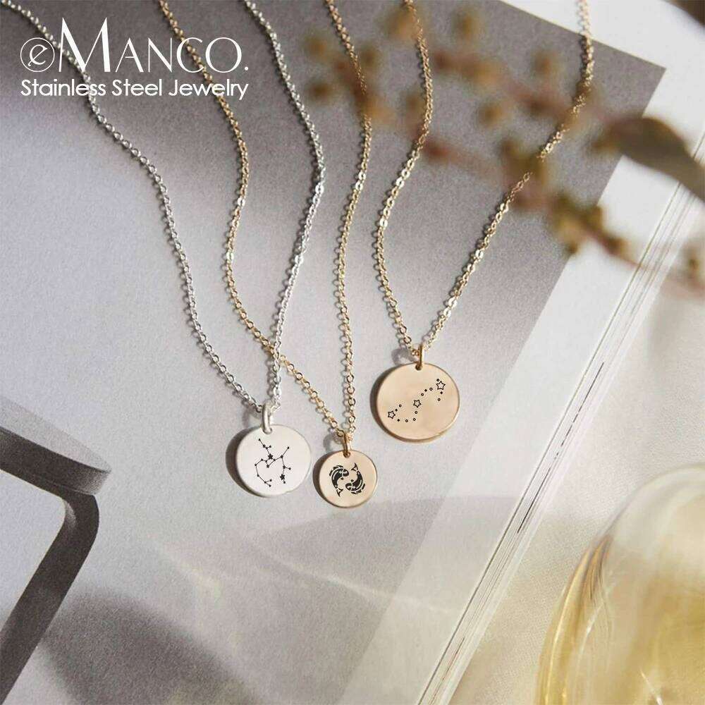 eManco Stainless Steel Personalized DIY Engraved Glossy Round Piece Pendant Necklace