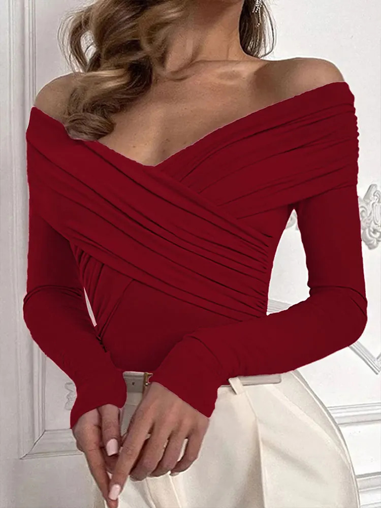 Red Sexy Womens Bodysuits Spring Backless Corset Slim Fashion Crossed Long Sleeves Casual Female Elegant Rompers 251231