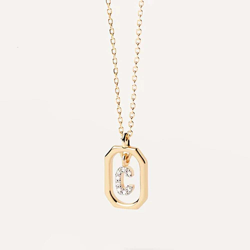 Spanish PD Trendy Hot-Selling 18k gold English Letter Micro-Inlaid Zircon Pendant Gold-Plated Popular Necklace