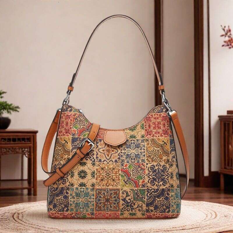 Multi-element Retro Ethnic Style Cork Handbag Single Shoulder