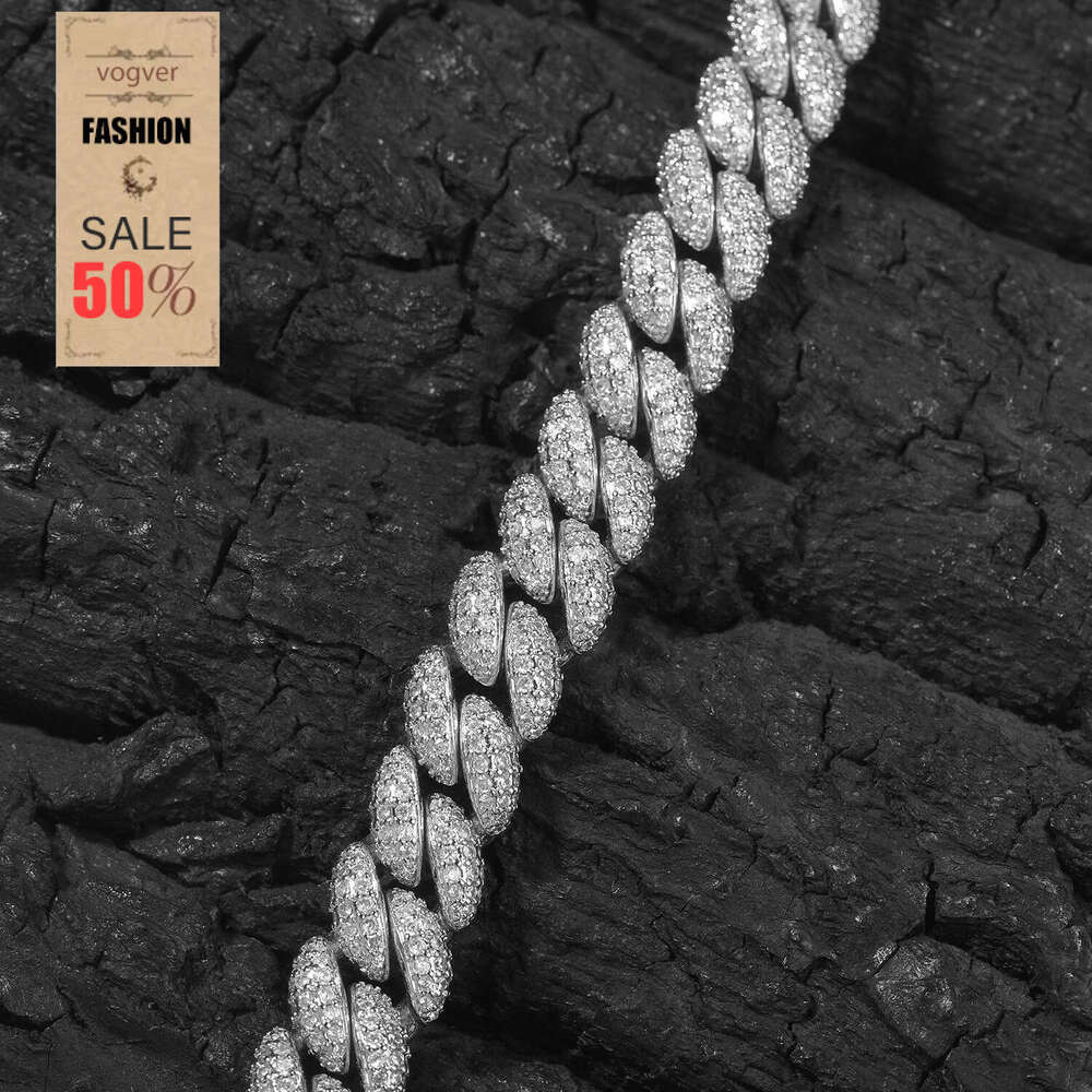 Bracelet for Men Diamond-Studded 12mm Full Diamond Cuban Chain European American Hot-Selling Hip-Hop Street Trend Versatile Accessory