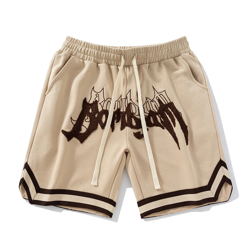 Foam Letters Print Suede Shorts Black Green Drawstring Loose Casual Pants Men Women Couple Beach Holiday Shortpant Summer Style