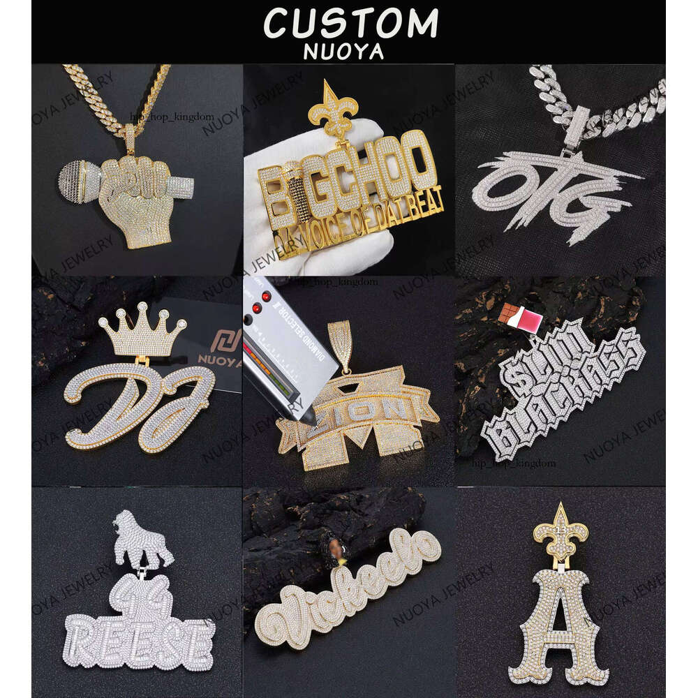 NUOYA Name Pendant Electroplated Hip Hop Jewelry Iced Out Personalized Brass VVS Moissanite Gift