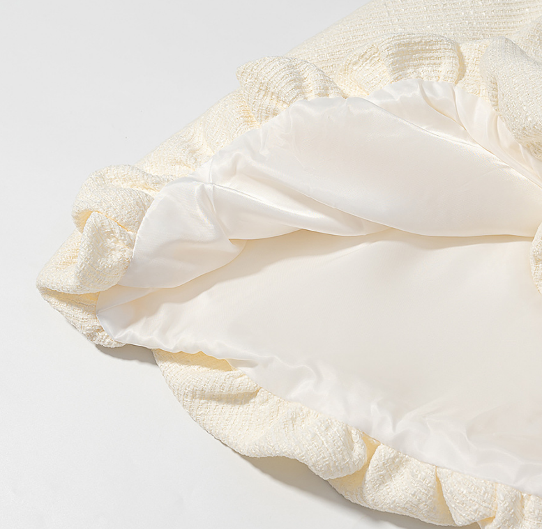 Tweed Puffy Sleeve Shirt Bubble Skirt Set Lady Retro Chic Solid Button Slim Shirts Mini Skirts Sets Women 2026 Party Outfits