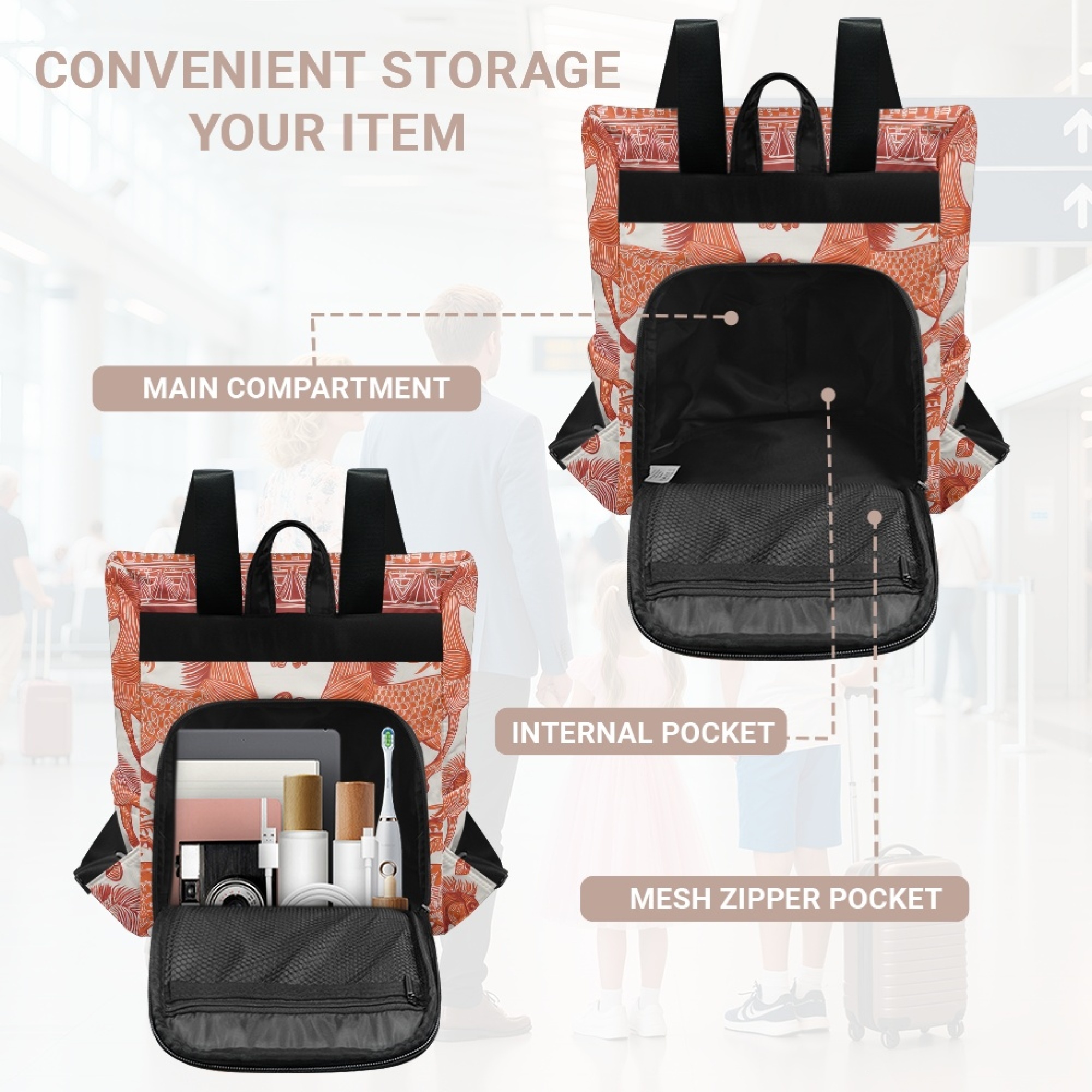 Custom H Designer Fashion Anti Theft Backpack Luxury Horse Pattern Unisex Full Print Backpack Laptop Bag Travel Bag H53